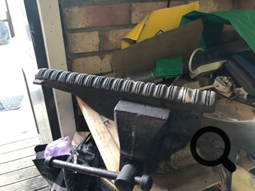 Balmforth cast iron burner bar in BD30 warm air heater